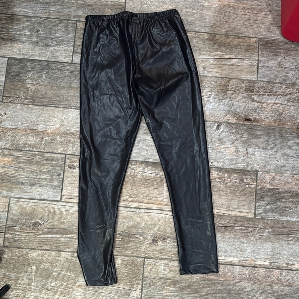 Girls Faux Leather Black Pants - Picture 4 of 4